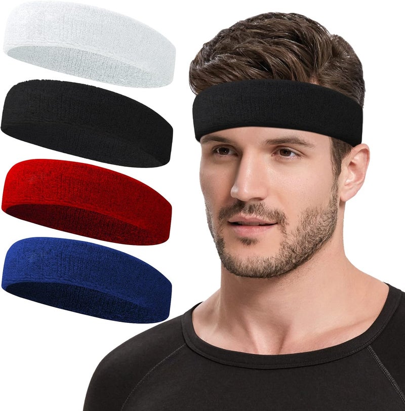 NON STOP Sweatbands Sports Headband for Men & Women, Moisture Wicking Hairband Athletic Towel Headbands Cotton Head Sweat Bands for Running, Cycling, Yoga, Spa - Image 1