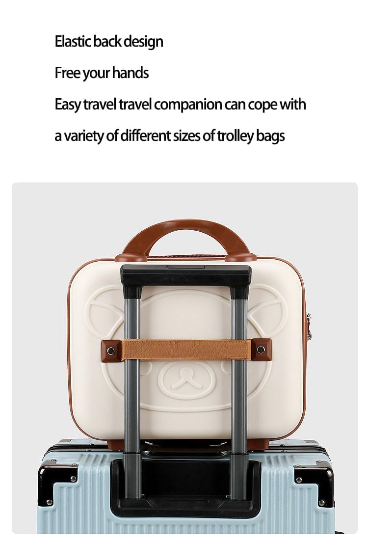 SUNBEET Makeup Case Suitcase, Mini Bag, Mini Hard Shell Travel Luggage, Women Portable Water Proof Carrying Suitcase, Organizer Bag, Small Hard Shell Cosmetic Lugge Bag, Water Proof (C-Cream) - Image 5