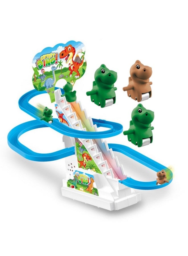 FunBlast Dino Slide Toy Set - Climbing Cartoon Race Track Set Little Lovely Dino Slide Toy Escalator Toy with Lights and Music, Funny Automatic Stair, Musical Toys for Kids (CutestDino) - Image 1