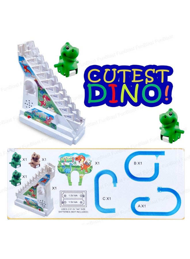 FunBlast Dino Slide Toy Set - Climbing Cartoon Race Track Set Little Lovely Dino Slide Toy Escalator Toy with Lights and Music, Funny Automatic Stair, Musical Toys for Kids (CutestDino) - Image 3