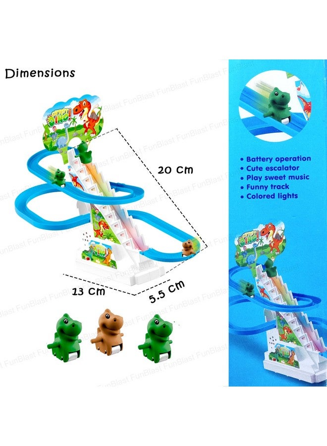 FunBlast Dino Slide Toy Set - Climbing Cartoon Race Track Set Little Lovely Dino Slide Toy Escalator Toy with Lights and Music, Funny Automatic Stair, Musical Toys for Kids (CutestDino) - Image 2