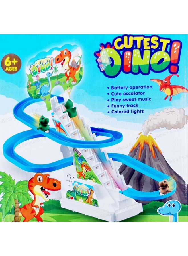 FunBlast Dino Slide Toy Set - Climbing Cartoon Race Track Set Little Lovely Dino Slide Toy Escalator Toy with Lights and Music, Funny Automatic Stair, Musical Toys for Kids (CutestDino) - Image 4