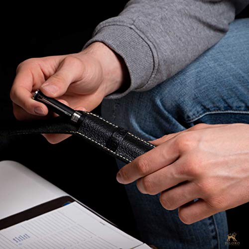 DiLoro Full Grain Genuine Leather Single Pen Case Holder Pouch Pencil Protector (Buffalo Black) - Image 4