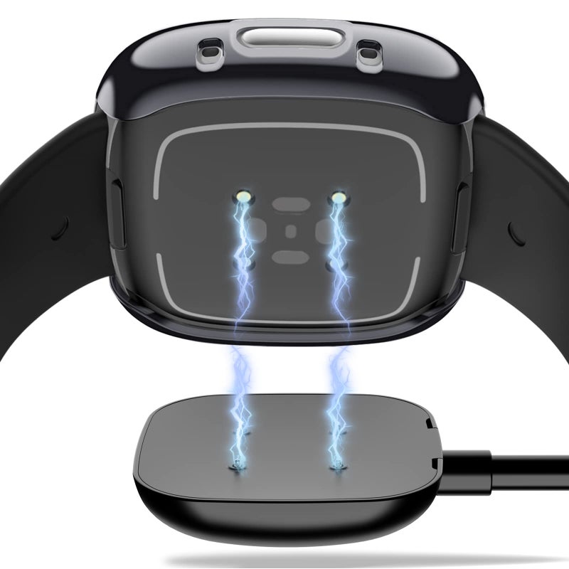 Tobfit [4 Pack] Screen Protector Case Compatible for Fitbit Sense 2 / Fitbit Versa 4, Slim Fit Full Protective Cover Shockproof Bumper Glossy Soft TPU Sense 2 Case Cover (Black+Graphite+Silver+Clear) - Image 4