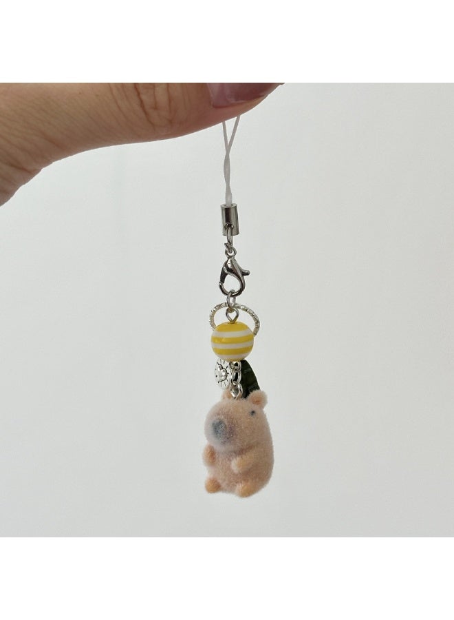 NIBEMINENT Phone Charm/ Chain Strap for Women Girls, Cute Flocked Small Animals Cell Phone Case Lanyard Wrist Strap