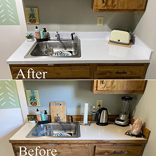 TANONE White Contact Paper 17.7" X196" for Kitchen Countertop Cabinets Wardrobe Furniture Vinyl Glossy Self Adhesive Wrap - Image 4