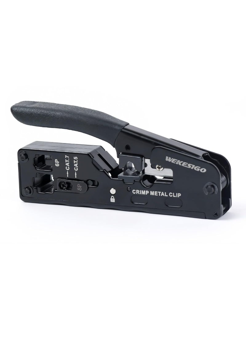 Network Crimper Network Cable Stripper Cutter RJ45 Crimping Tool Ethernet Wire Cutter Crimper Crimping pliers for RJ11 RJ12 RJ45 6P6C4C8P8C Cat7 Cat6A Cat6 Cat5E Cat5 Modular Plugs Connectors