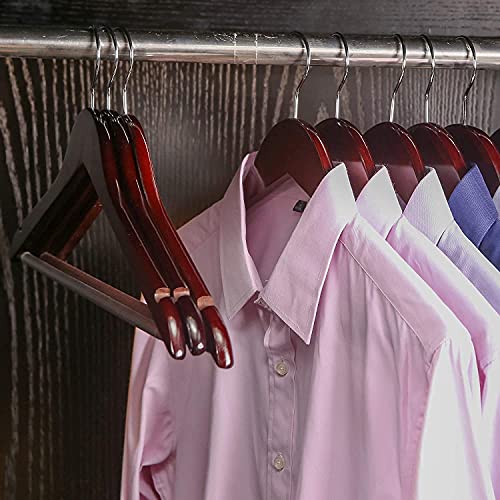 Evolluxi Lotus Wooden Hangers, Solid Wood Shirt Hangers,Dress Coat Jacket Clothes Hangers,with Extra Smooth Finish, 360 Degree Swivel Hook(Retro) (Walnut, 40) - Image 2