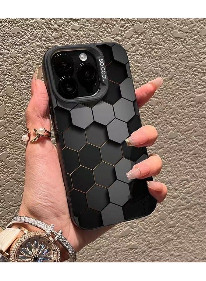 Black Matte Honeycomb Shockproof Case for iPhone 16 Pro Max | Anti-Fingerprint, Drop Protection, Scratch Resistant, Anti-Shock Cover - Image 1