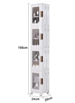 Chulovs 4-Tier Narrow Storage Cabinet with Movable Wheels, Adjustable Shelves, Anti-Tip, Slim, for Small Space, Bathroom, Kitchen, Small Bathroom Storage Corner Floor Cabinet, Toilet Paper Storage Cabinet  - Image 2