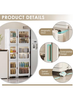 Chulovs 4-Tier Narrow Storage Cabinet with Movable Wheels, Adjustable Shelves, Anti-Tip, Slim, for Small Space, Bathroom, Kitchen, Small Bathroom Storage Corner Floor Cabinet, Toilet Paper Storage Cabinet  - Image 4