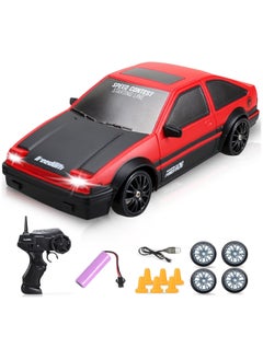 RC Drift Car, Mini RC Drift Car for Adults, 1:24 RC High-Speed ​​Racing Car, 2.4GHz 4WD Racing Enthusiast Toy Car with Headlight, Suitable for Boys and Girls and Adult Gifts (Red)