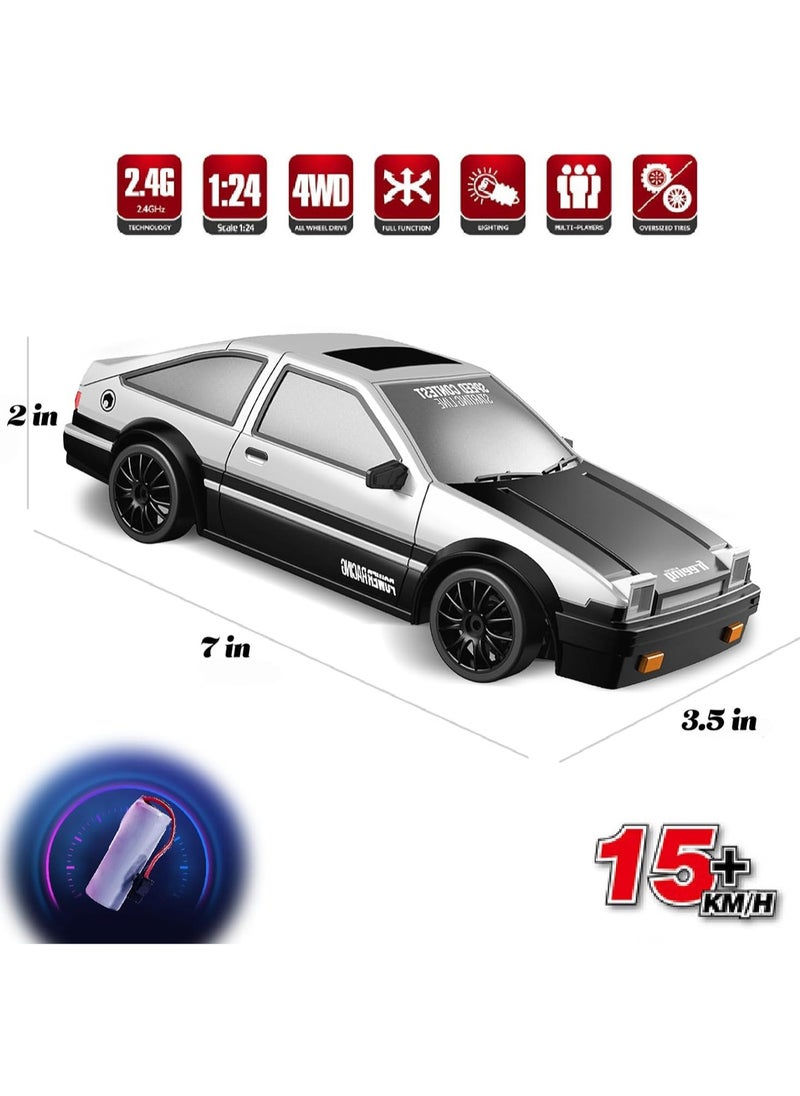 Generic - RC Drift Car, Mini RC Drift Car for Adults, 1:24 RC High-Speed ​​Racing Car, 2.4GHz 4WD Racing Enthusiast Toy Car with Headlight, Suitable for Boys and Girls and Adult Gifts (Red) - Image 1