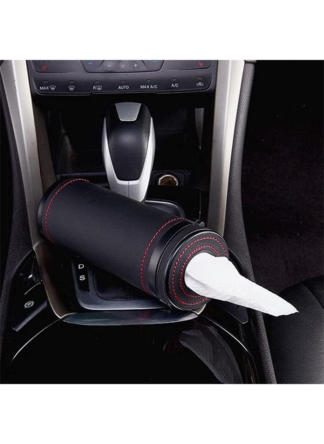 Arabest Car Tissue Box Cylindrical Tissue Box Pu Leather Circular Tissue Container for Car Cup Holder  - Image 3