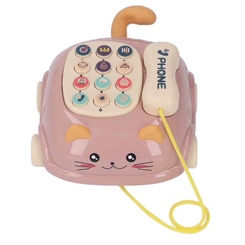 Baby Telephone Pull Toy Multiple Sounds Chinese English Voice Attractive Cat Shape Baby Music Telephone Car - Image 2
