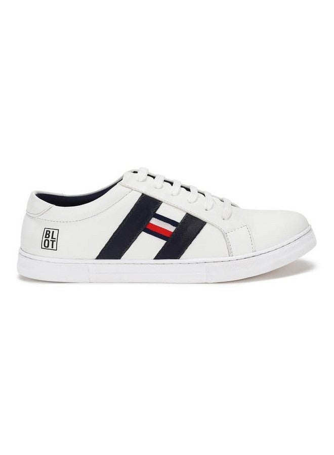 PARAGON K1025G Leather Look Casual Sneakers for Men with Ultra Soft Ankle Support, Cushioned Insoles, Lace up for Good Fitting | Comfortable, Lightweight & Durable | Ideal for Outdoor Use White - Image 2