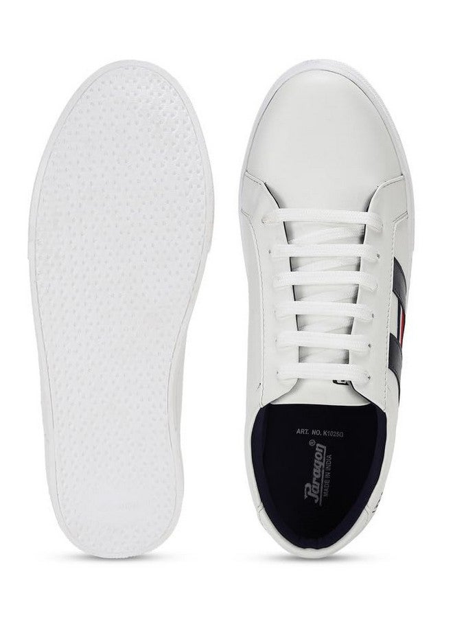 PARAGON K1025G Leather Look Casual Sneakers for Men with Ultra Soft Ankle Support, Cushioned Insoles, Lace up for Good Fitting | Comfortable, Lightweight & Durable | Ideal for Outdoor Use White - Image 3