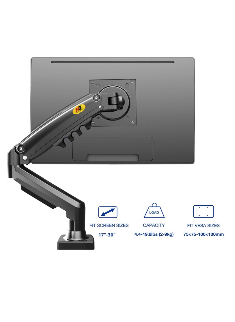 Full Motion Swivel Monitor Arm with Gas Spring for 17-30''Monitors(Within 4.4lbs to 19.8lbs),Monitor Desk Mount Computer Monitor Stand F80