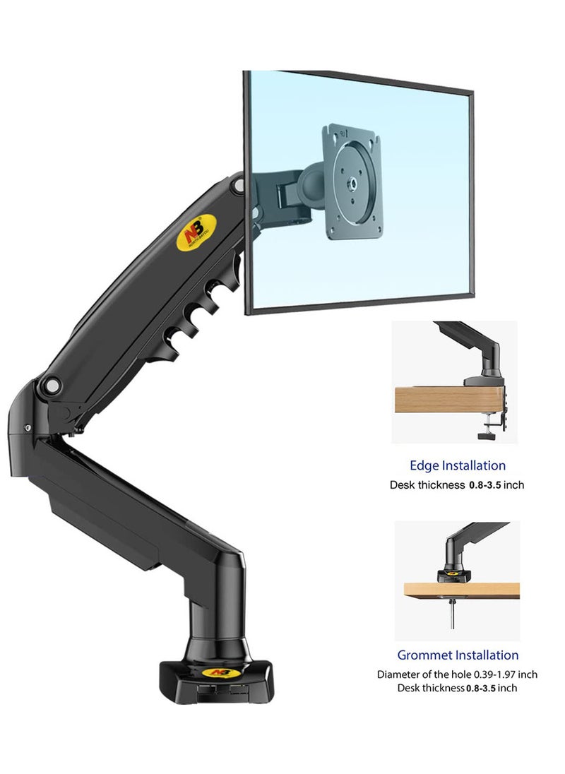 Full Motion Swivel Monitor Arm with Gas Spring for 17-30''Monitors(Within 4.4lbs to 19.8lbs),Monitor Desk Mount Computer Monitor Stand F80