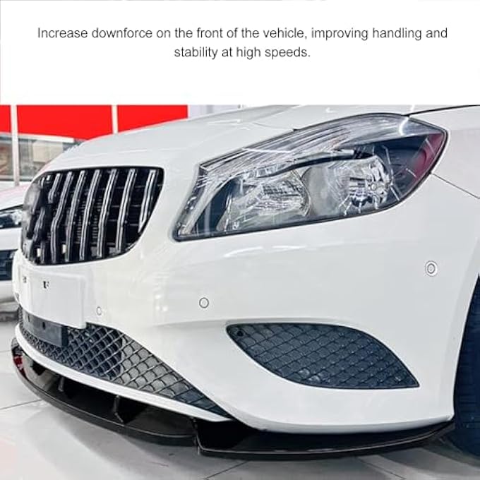 Brilluxa Front Bumper Lip Spoiler, Air Chin Splitter Body Kit, Compatible with Mercedes-Benz A-Class W176 Standard Prefacelift, 3-Section Glossy Black Front Lip, Car Exterior Trim Upgrade - Image 5