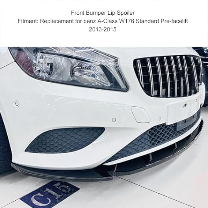 Brilluxa Front Bumper Lip Spoiler, Air Chin Splitter Body Kit, Compatible with Mercedes-Benz A-Class W176 Standard Prefacelift, 3-Section Glossy Black Front Lip, Car Exterior Trim Upgrade - Image 2