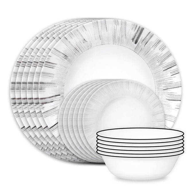 Corelle Vitrelle 18-Piece Service for 6 Dinnerware Set, Triple Layer Glass and Chip Resistant, Lightweight Round Plates and Bowls Set, Arica - Image 3