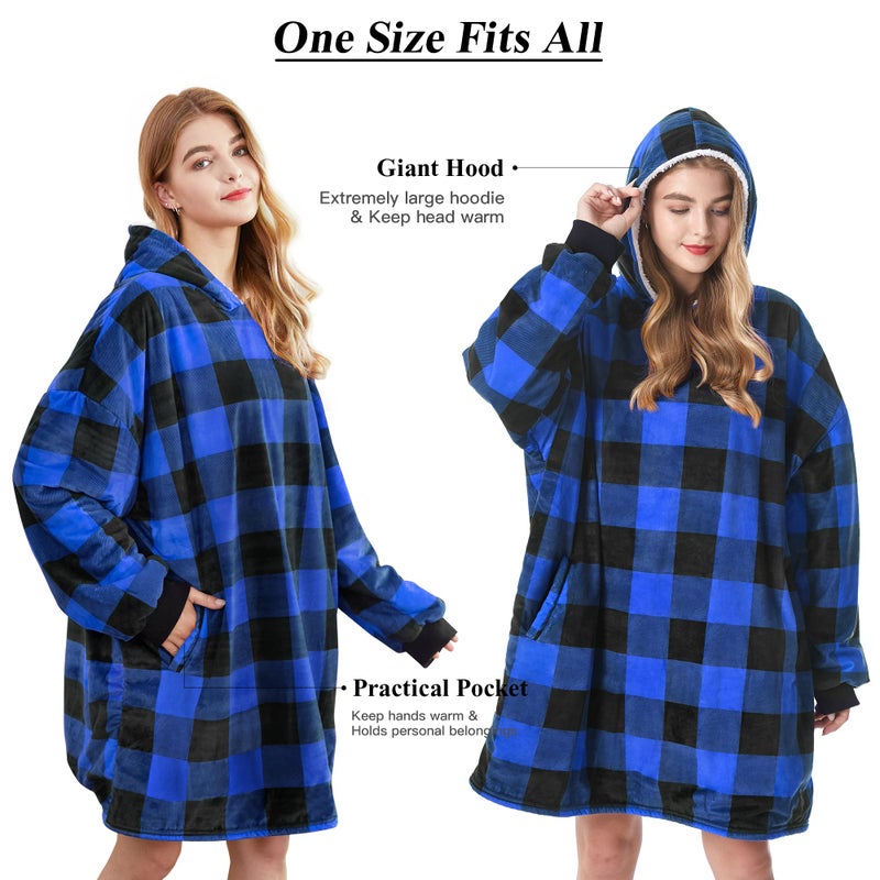 Felicigeely Blanket Hoodie  Oversized Wearable Blanket Sweatshirt for Adults Women Men Warm Cozy Thick Hoodie Blanket with Pocket and Sleeves Gift for Her Mom Girls - Image 5