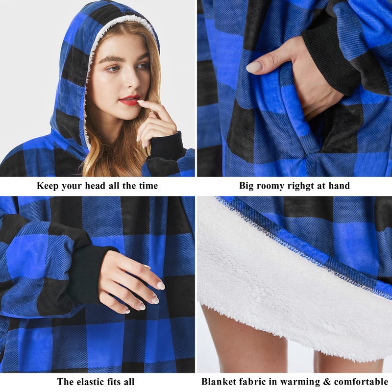 Felicigeely Blanket Hoodie  Oversized Wearable Blanket Sweatshirt for Adults Women Men Warm Cozy Thick Hoodie Blanket with Pocket and Sleeves Gift for Her Mom Girls - Image 4