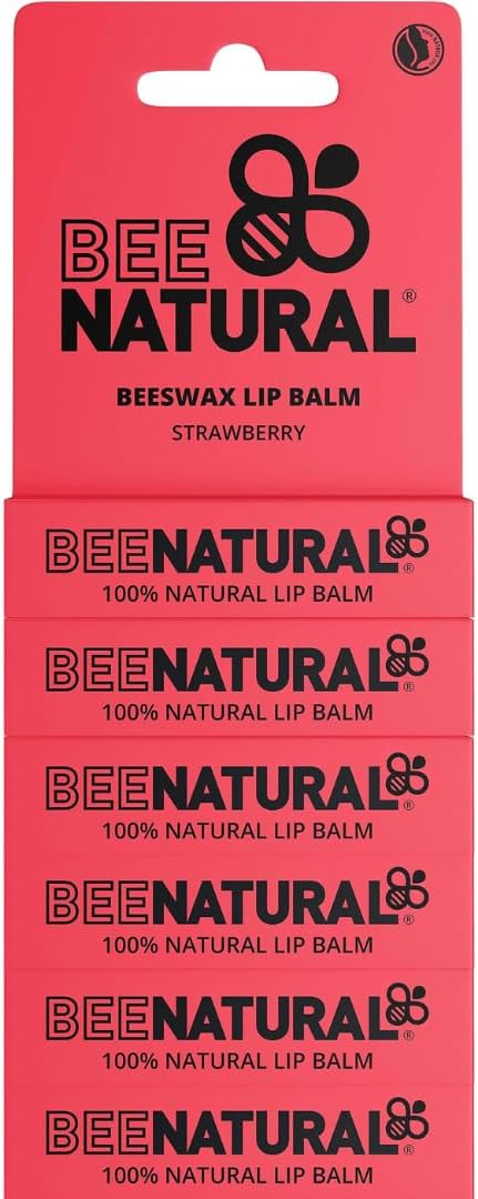 Bee Natural 100 Natural Moisturising Lip Balm Strawberry Pack of 6