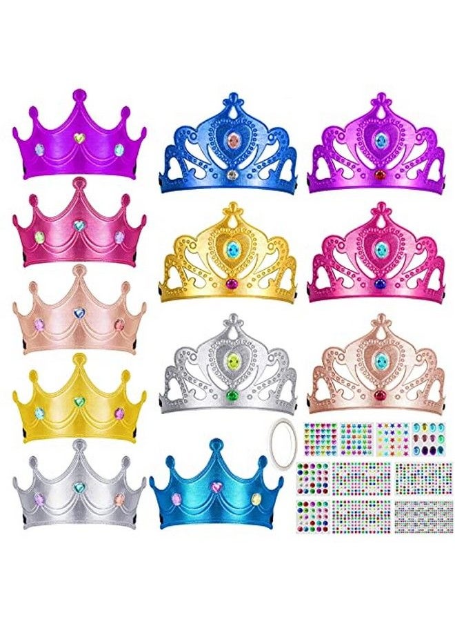 Benvo 12 Pieces Foam Tiaras And Crowns With Gem Diamond Stickers For Diy Your Own Princess Queen Tiaras Prince King Crowns Kids Birthday Party Hats(Hundreds Of Self Stick Gems And 1 Adhesive Tape)  - Image 1