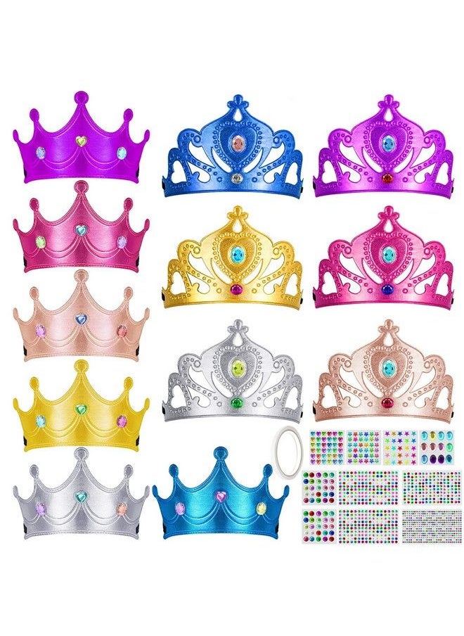 Benvo 12 Pieces Foam Tiaras And Crowns With Gem Diamond Stickers For Diy Your Own Princess Queen Tiaras Prince King Crowns Kids Birthday Party Hats(Hundreds Of Self Stick Gems And 1 Adhesive Tape)  - Image 2