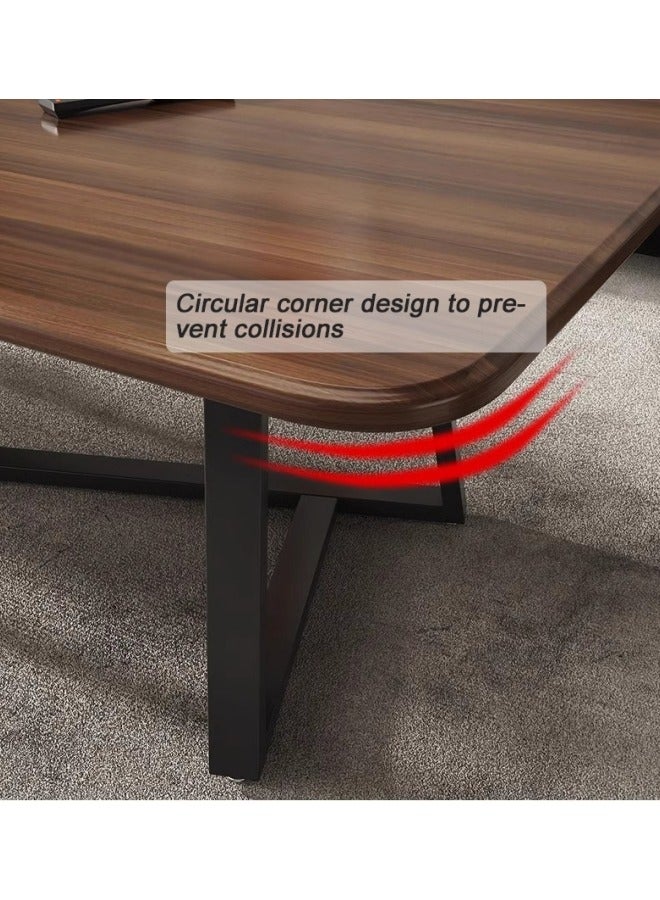 GGEROU Coffee Table Large Capacity Table Storage Simple Living Room Table Modern Tea Table Small Unit Square Living Room Simple Small Tea Table Design(Walnut) - Image 3