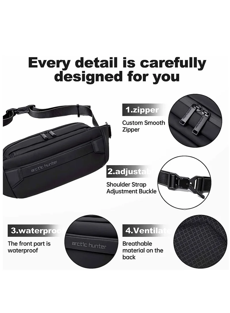ARCTIC HUNTER Lightweight Waist Money Bag for Men and Women Crossbody Shoulder Bag Belt Bag for Travel Walking Running Hiking Cycling Black YB00043