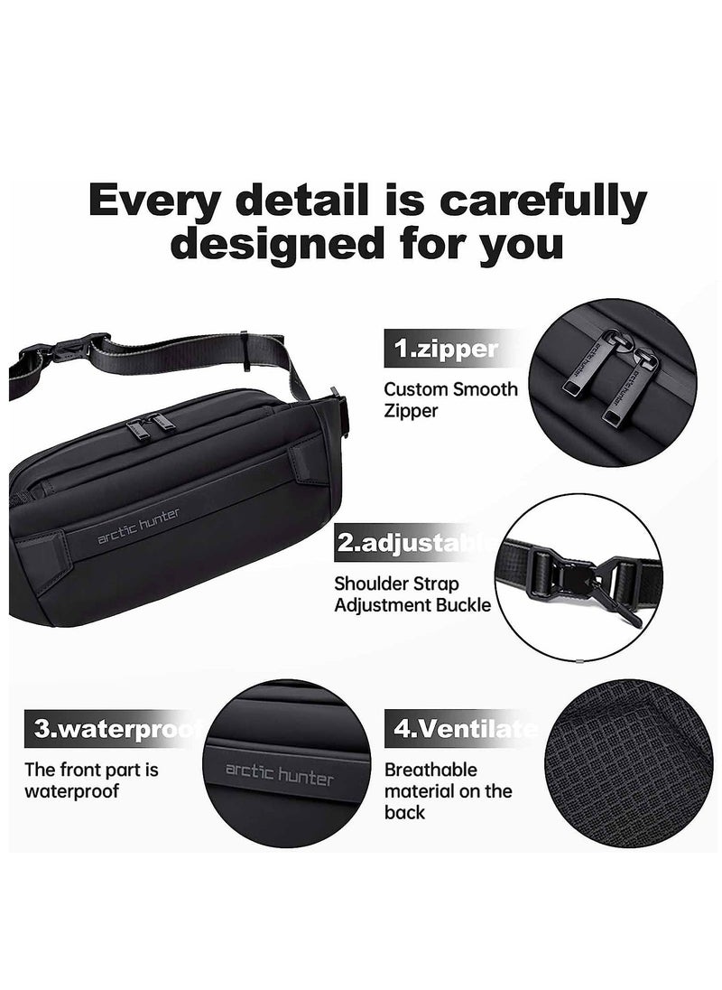 ARCTIC HUNTER Lightweight Waist Money Bag for Men and Women Crossbody Shoulder Bag Belt Bag for Travel Walking Running Hiking Cycling Black YB00043  - Image 3