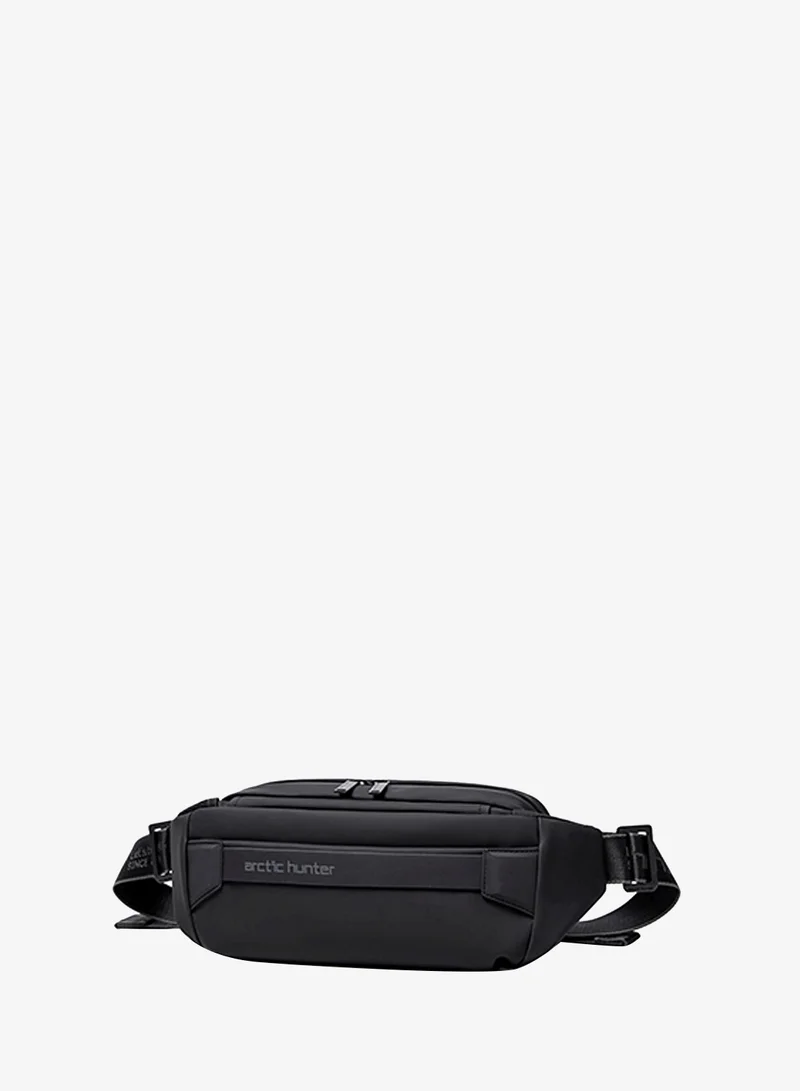 Unisex Small Cross Body Waist Pouch with Adjustable Buckle PU Coated Watter Resistant Shoulder bag for Men and Women on Travel Hiking, YB00043, Black