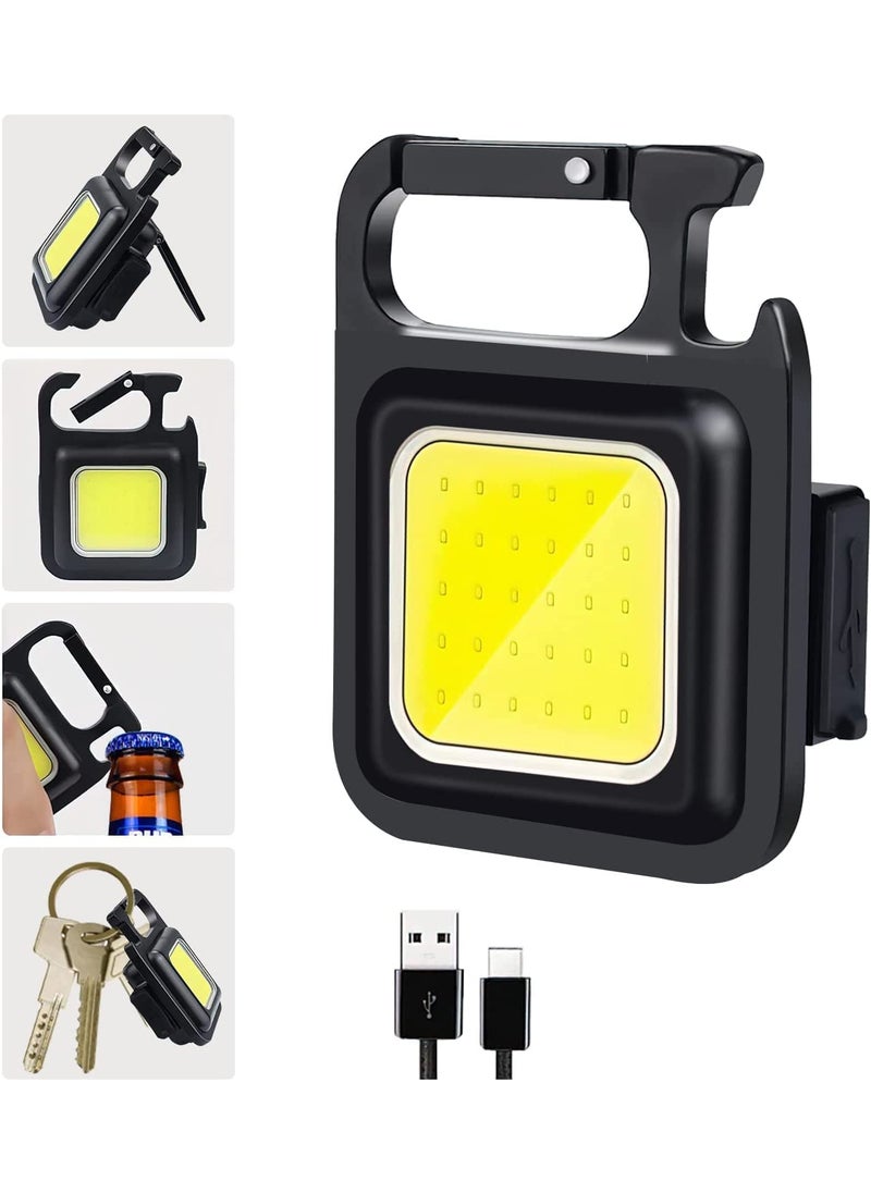 JHBK JHBK Mini LED Flashlight Keychain Torch COB Work Lights 800 Lumens Rechargeable Waterproof Pocket Lamp with Magnetic Hook Bottle Opener Emergency Repairs LightRunning Camping Fishing 1  - Image 1