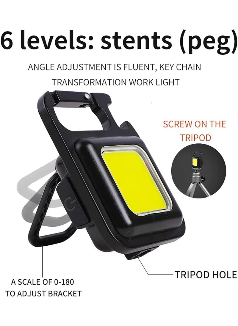 JHBK JHBK Mini LED Flashlight Keychain Torch COB Work Lights 800 Lumens Rechargeable Waterproof Pocket Lamp with Magnetic Hook Bottle Opener Emergency Repairs LightRunning Camping Fishing 1  - Image 2