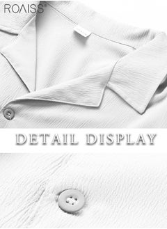 roaiss Mens Button Up Shirts Long Sleeve Linen Beach Casual Cotton Summer Lightweight Tops  - Image 4