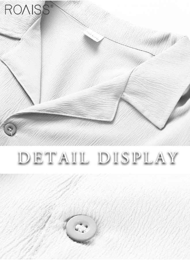 roaiss - Mens Button Up Shirts Long Sleeve Linen Beach Casual Cotton Summer Lightweight Tops - Image 1