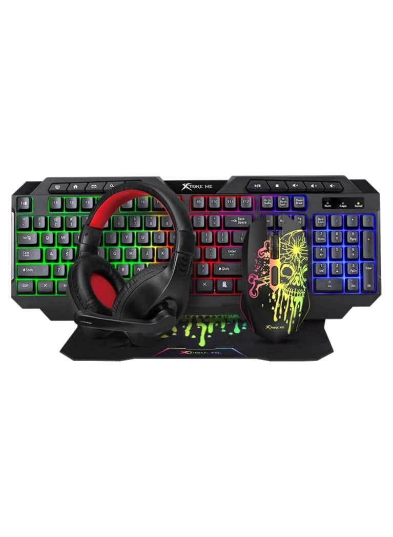 XTRIKE ME CMX-415 EN Wired 4-in-1 Keyboard, Mouse, Headset and Mousepad Combo Set - Image 1