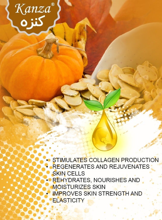 Kanza Pumpkin Seed Oil for Skin and Hair Growth Organic 100% Pure RAW Cold Pressed Pumpkin Seed Oil for Anti Aging Wrinkle Massage Oil Hair and Scalp Care Vitamin E Oil for Skin and Hair - Image 4