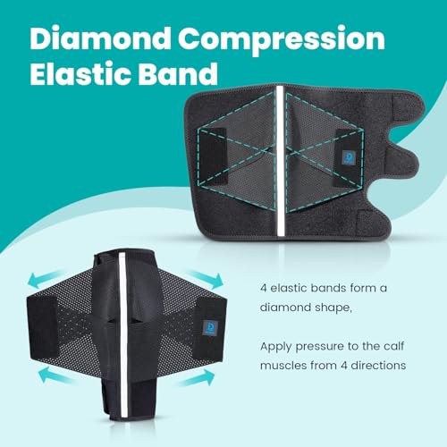 iDonua Calf Brace Compression Sleeve for Torn Calf Muscle fit Men & Women, Innovative 2 Layer Elastic Bandage for Legs adds Extra Pressure for Strain, Swelling, Cramps, Varicose Vein -L/XL - Image 3