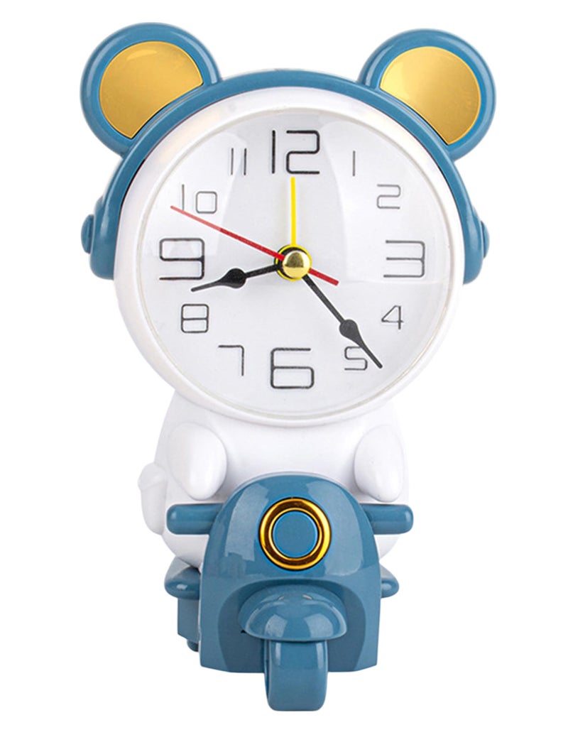 Spiaty Plastic Bear Analog Motorcycle Desk Alarm Clock, Blue - Image 1