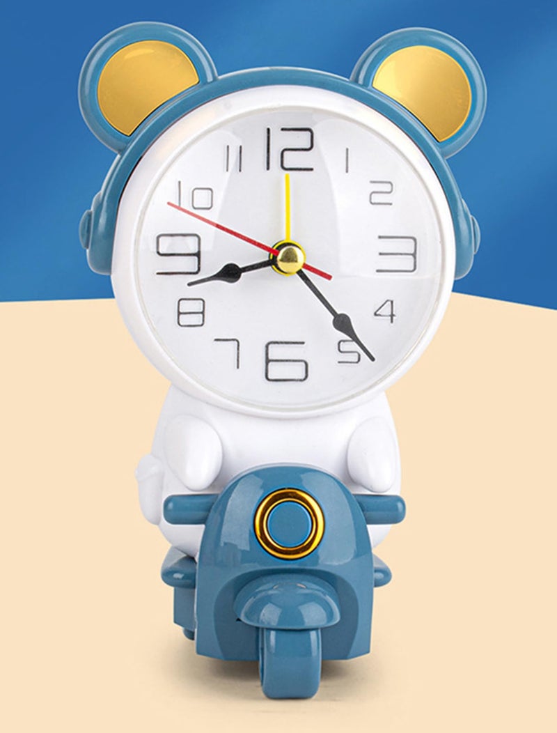 Spiaty Plastic Bear Analog Motorcycle Desk Alarm Clock, Blue - Image 2
