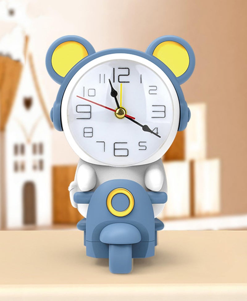 Spiaty Plastic Bear Analog Motorcycle Desk Alarm Clock, Blue - Image 4