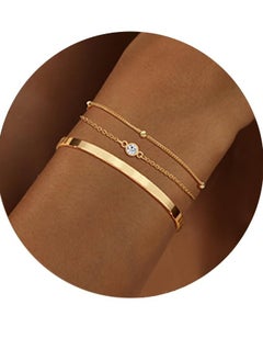 Generic Gold Bracelet for Women 14K Real Gold Bracelet Sets for Women Dainty Snake Chain Bracelet Adjustable Cuban Link Bracelet for Women Cuff Bangle Gold Stackable Bracelets for Women Jewelry Sets  - Image 1