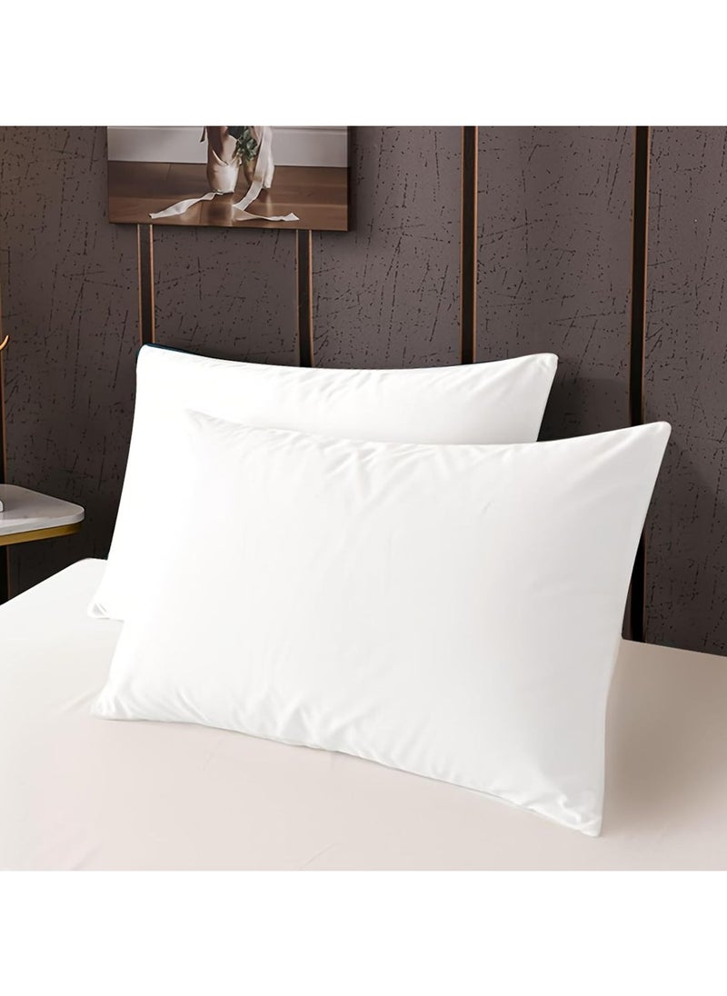 Donetella Bed Pillow Size 50X75 Cms - 800 Gms - Luxury Down Alternative Filling Pillow Soft Brushed Microfiber Top, Anti Allergy Bed Pillows,White,Pack Of 2 (وسادة) 