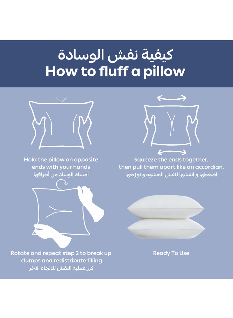 Donetella Bed Pillow Size 50X75 Cms - 800 Gms - Luxury Down Alternative Filling Pillow Soft Brushed Microfiber Top, Anti Allergy Bed Pillows,White,Pack Of 2 (وسادة)  - Image 5