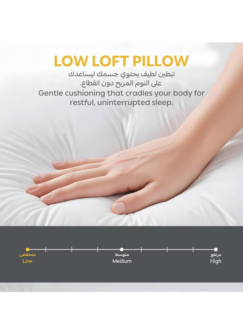 Donetella Bed Pillow Size 50X75 Cms - 800 Gms - Luxury Down Alternative Filling Pillow Soft Brushed Microfiber Top, Anti Allergy Bed Pillows,White,Pack Of 2 (وسادة)  - Image 3