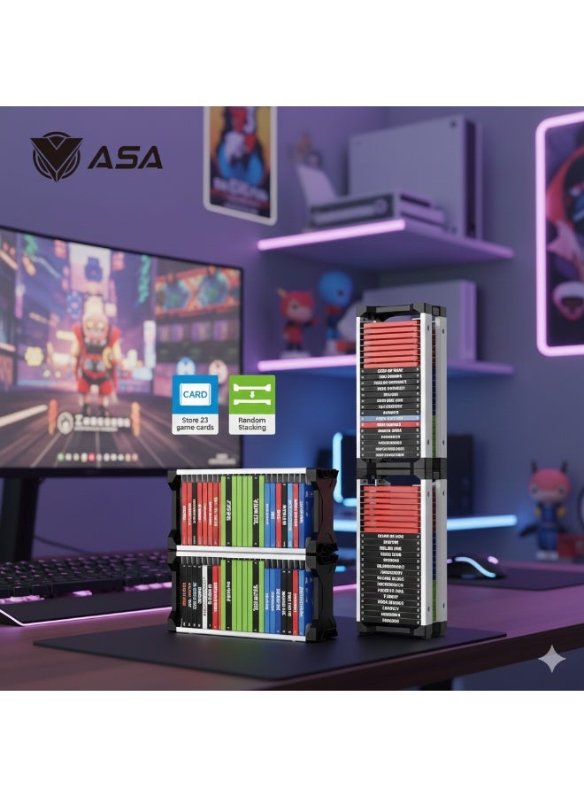 أيه أس أيه حامل تخزين ألعاب الفيديو العالمي من ASA – برج معياري قابل للتوسعة لأجهزة PS5 وPS4 وXbox Series X/S وXbox One وNintendo Switch – يسع أكثر من 24 قرص ألعاب مع خطافات لوحدات التحكم وسماعات الرأس - Image 2